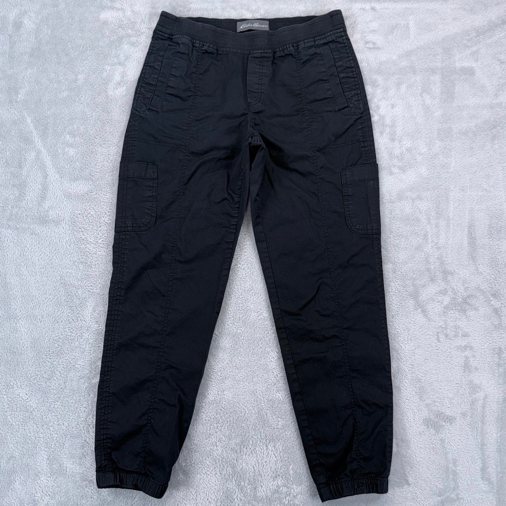Eddie Bauer Laid Back Twill Jogger Womens 4 Black Cargo Utility Hiking Pants